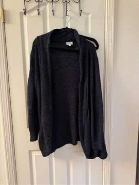 Market & Spruce Open-Front Black Knit Cardigan